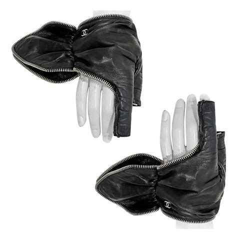 chanel leather fingerless gloves|coachella chanel gloves.